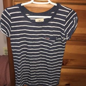 Blue and white stripped short sleeve shirt